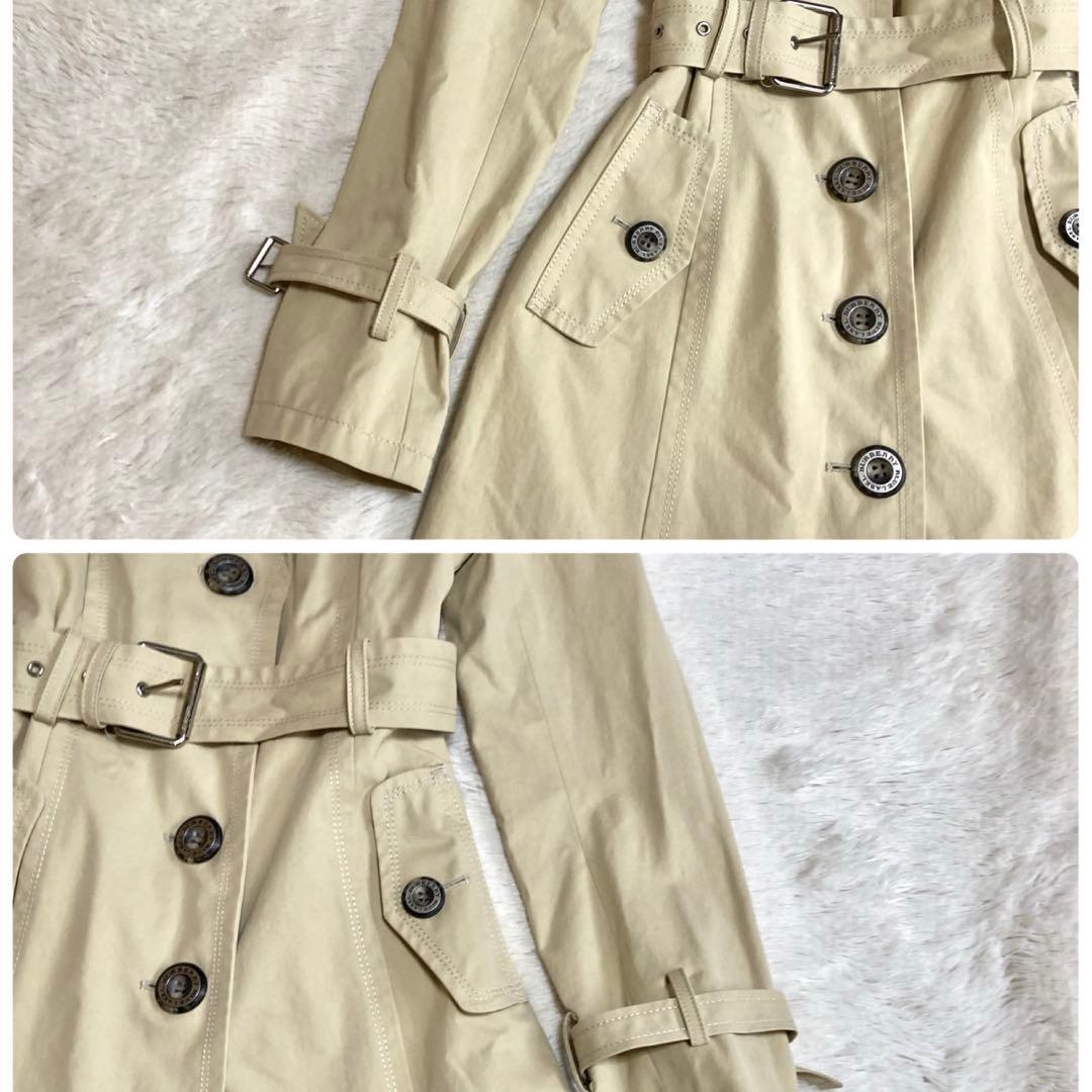 美品 バーバリーブルーレーベル ベルト ノバチェック トレンチコート ベージュ