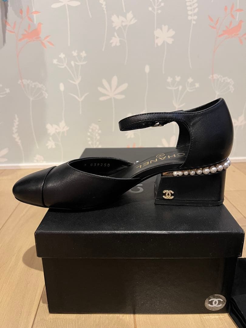 CHANEL 近年モデルパールココマーク　ストラップサンダル　パンプス　36