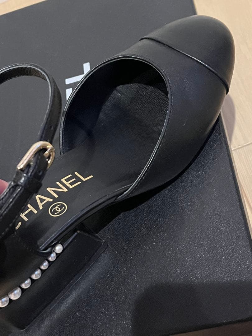 CHANEL 近年モデルパールココマーク　ストラップサンダル　パンプス　36