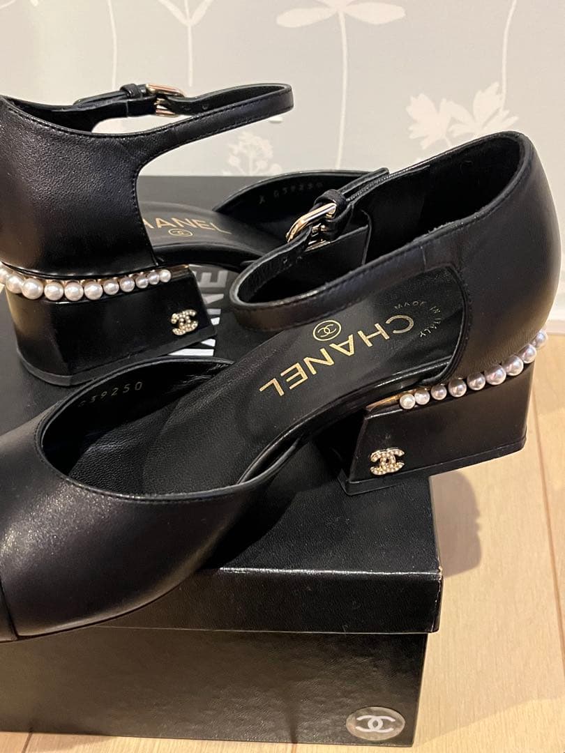 CHANEL 近年モデルパールココマーク　ストラップサンダル　パンプス　36