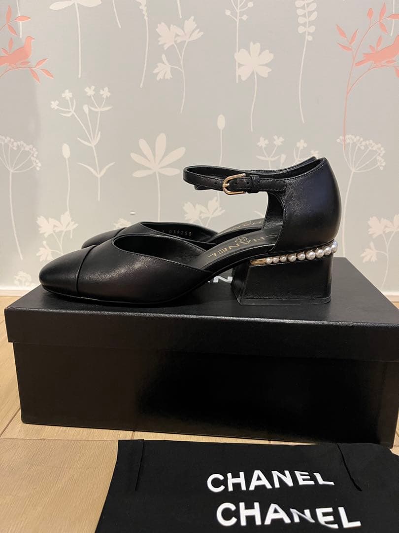 CHANEL 近年モデルパールココマーク　ストラップサンダル　パンプス　36