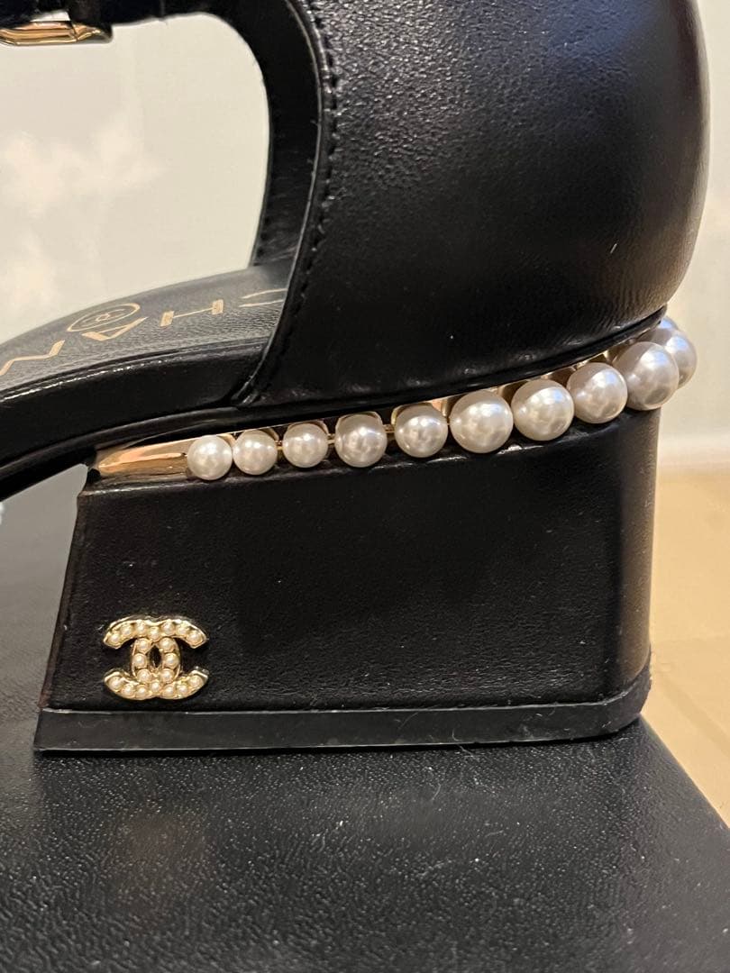 CHANEL 近年モデルパールココマーク　ストラップサンダル　パンプス　36