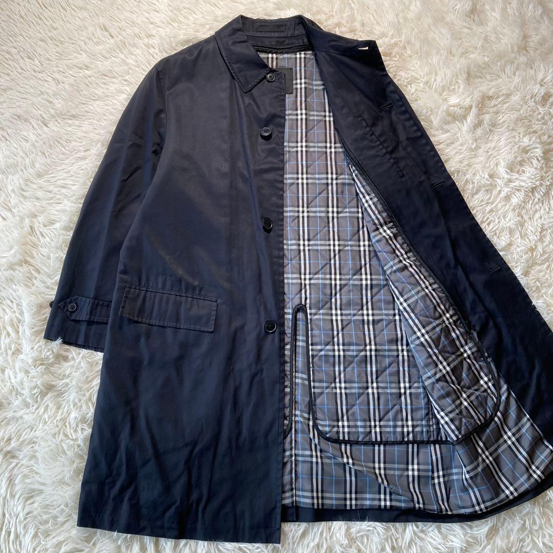 バーバリーブラックレーベル 2way ステンカラーコート ノバチェックライナー付