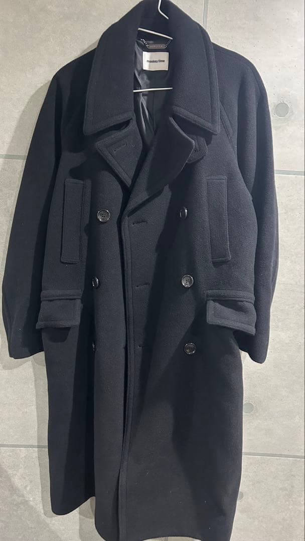 monkey time 黒 ダブルブレスト ロングコート