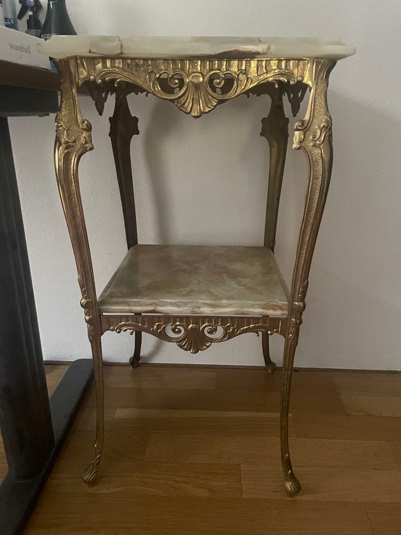 アンティーク　クラシック　家具　大理石×ゴールドフレーム　飾り棚