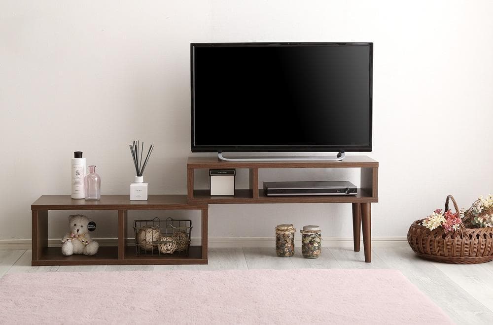 新品 送料込 コンパクト伸縮テレビ台 スリム設計 収納 テレビボード 木目調br