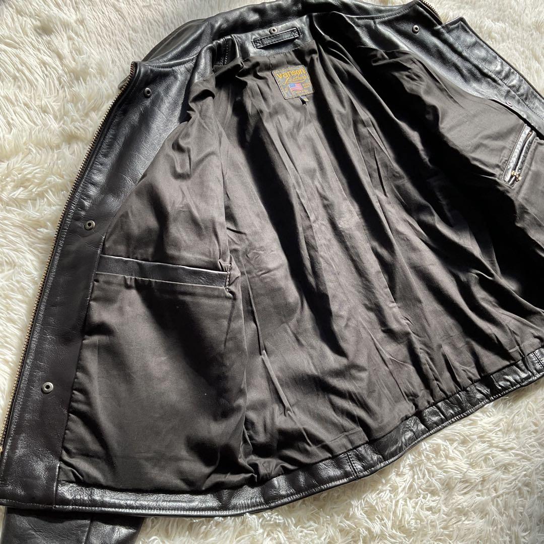 美品✨VANSON エンフィールド　レザージャケット　シングルライダース　46