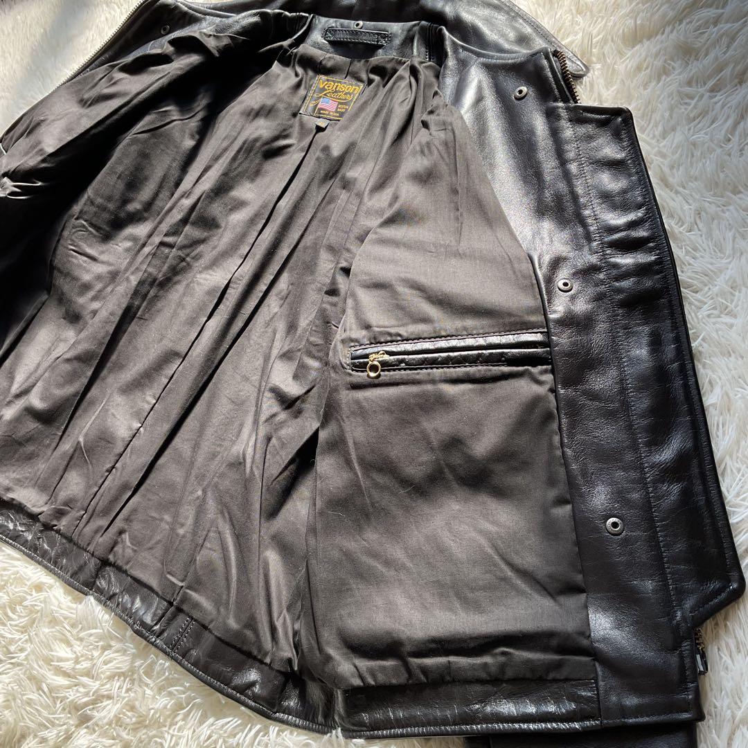 美品✨VANSON エンフィールド　レザージャケット　シングルライダース　46