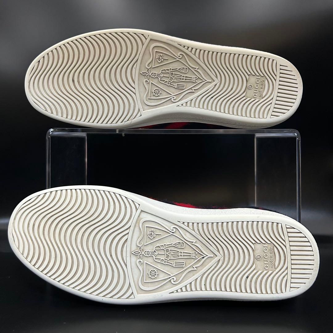 【極美品】グッチ GGウール ジャンボ スニーカー メンズ ニット 紺 26.5