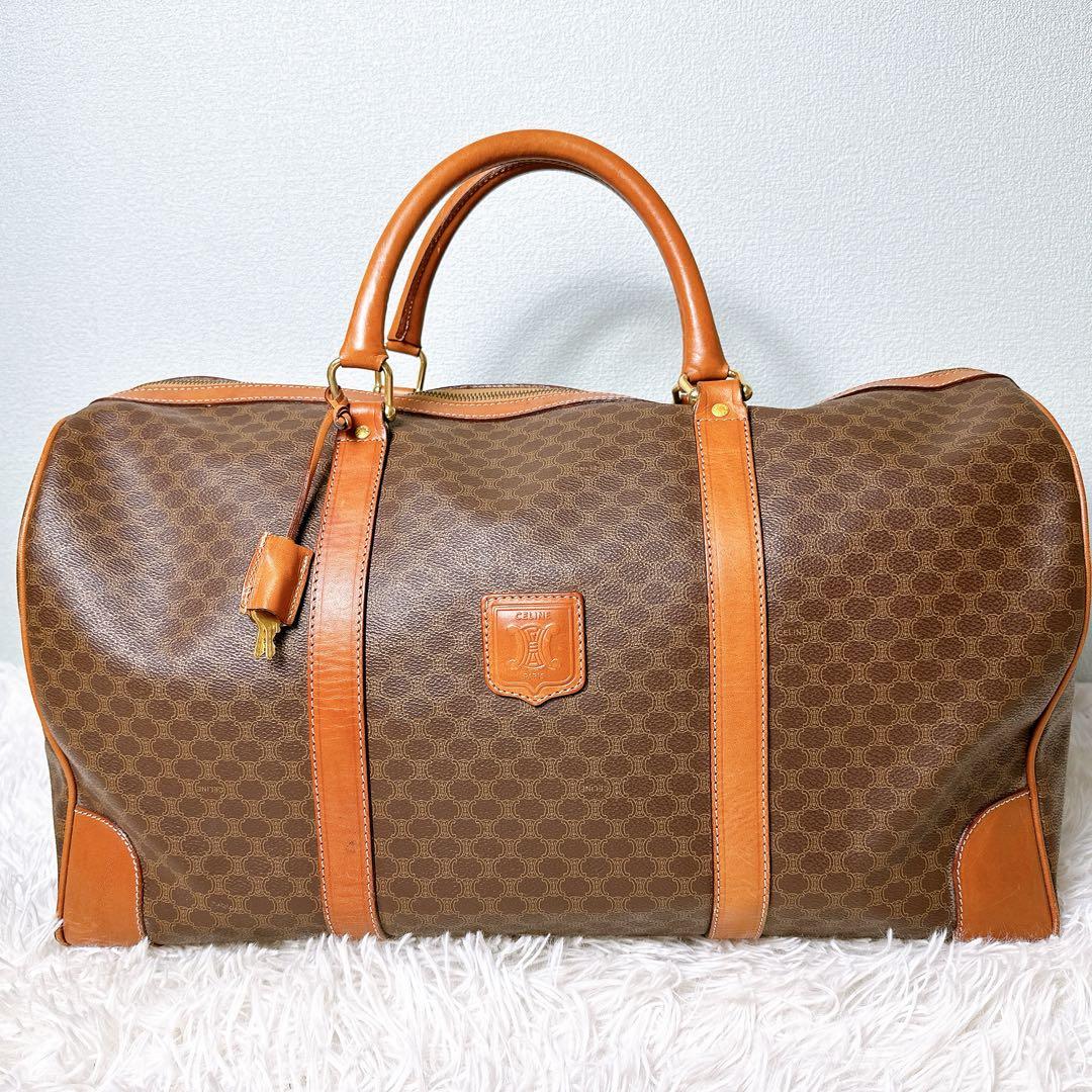 美品✨セリーヌ ボストンバック 大大容量 マカダム柄 トリオンフ 底鋲 鍵付