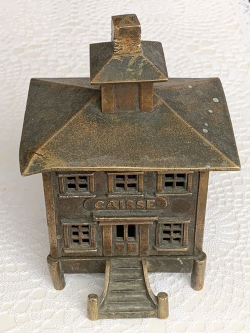 真鍮製貯金箱 1920年代 銀行ノベルティー フランス