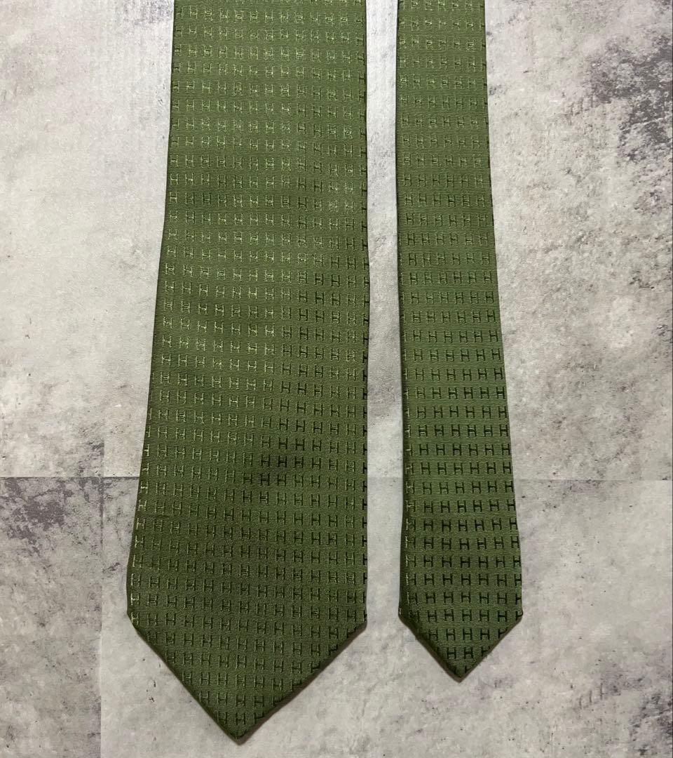 HERMES ネクタイ ハイブランド ファソネ カーキ