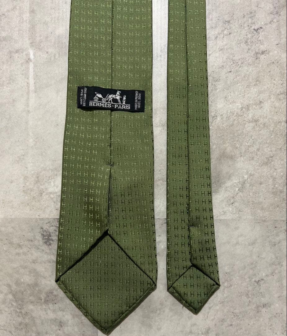 HERMES ネクタイ ハイブランド ファソネ カーキ