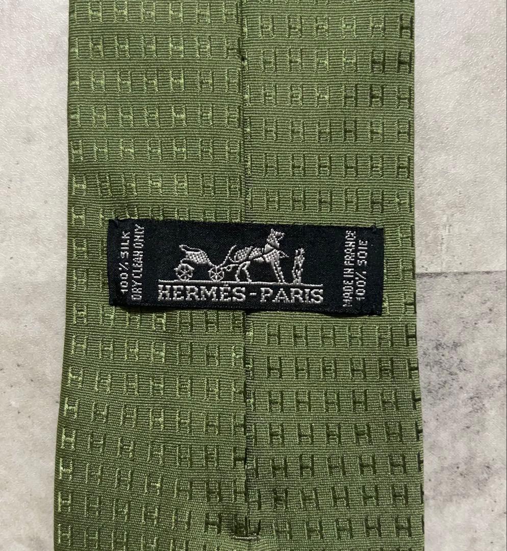 HERMES ネクタイ ハイブランド ファソネ カーキ