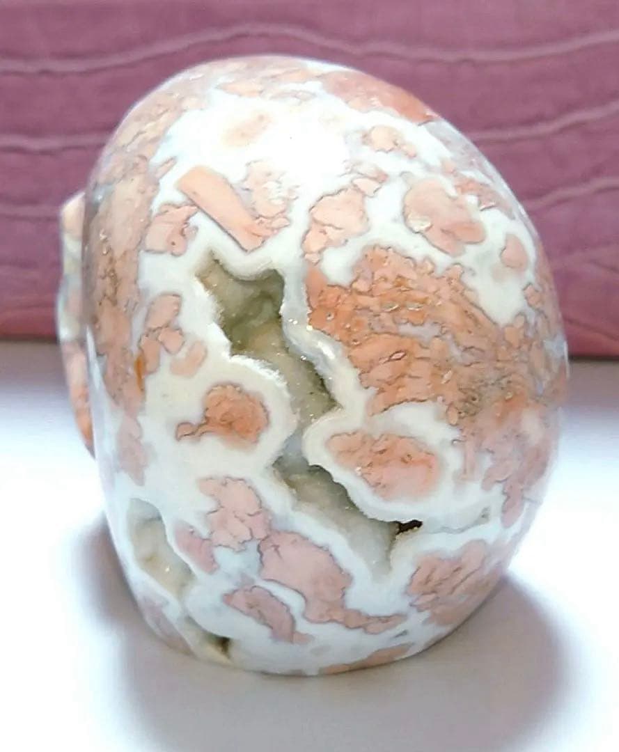 【激レア✿1点物】ピンクアゲート(桜瑪瑙)のジオード入りスカル