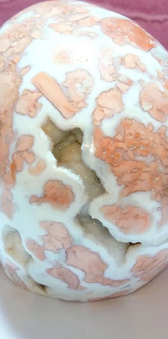 【激レア✿1点物】ピンクアゲート(桜瑪瑙)のジオード入りスカル