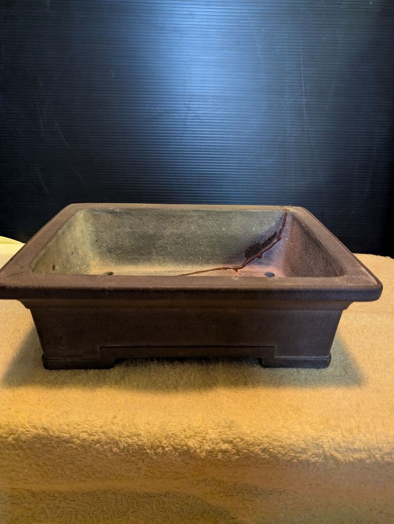 常滑、松原焼陶器製盆栽鉢 亀裂あり治しあり