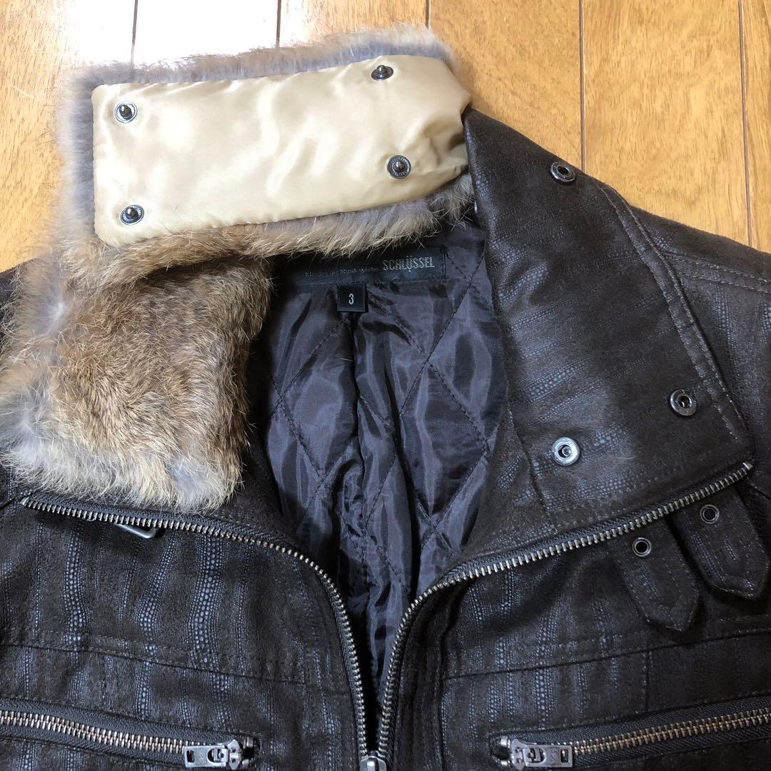 ♠️SCHLUSSEL♠️フェイクスエードライダースジャケット⭐️裏地中綿キルティング
