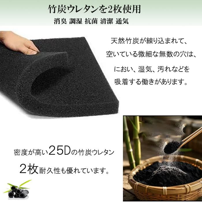 ダブルマットレス 硬め 通気 21cm厚 ポケットコイル竹炭ウレタン抗菌防臭通気