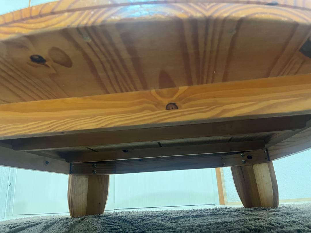 円形　大きめ　大きい　ちゃぶ台　テーブル　木製座卓 ナチュラルウッド