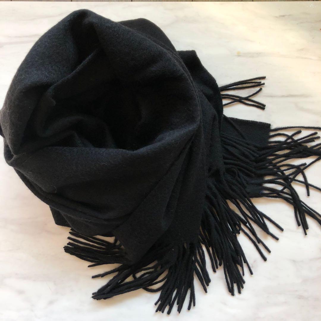 極上カシミヤ100%☆大判 ストール☆ ブラック×杢ブラウン