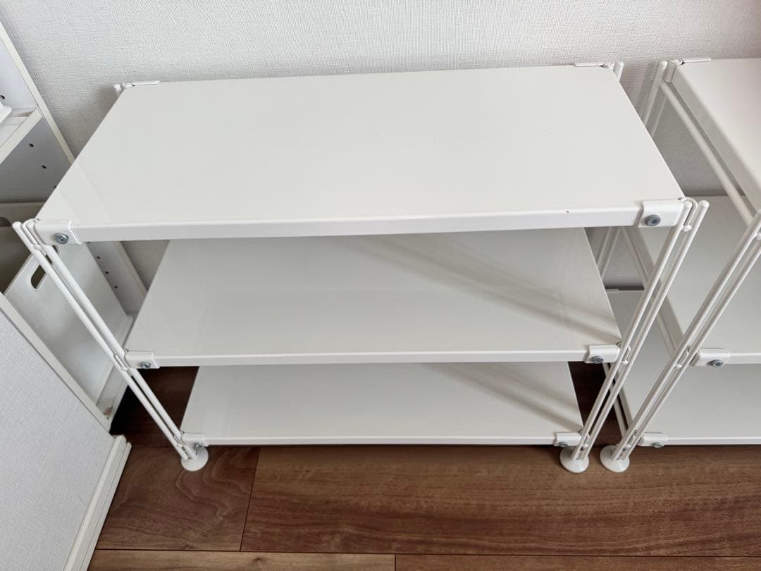 無印良品　スチールユニットシェルフ・ライトグレー・キャスター付き　２つセット