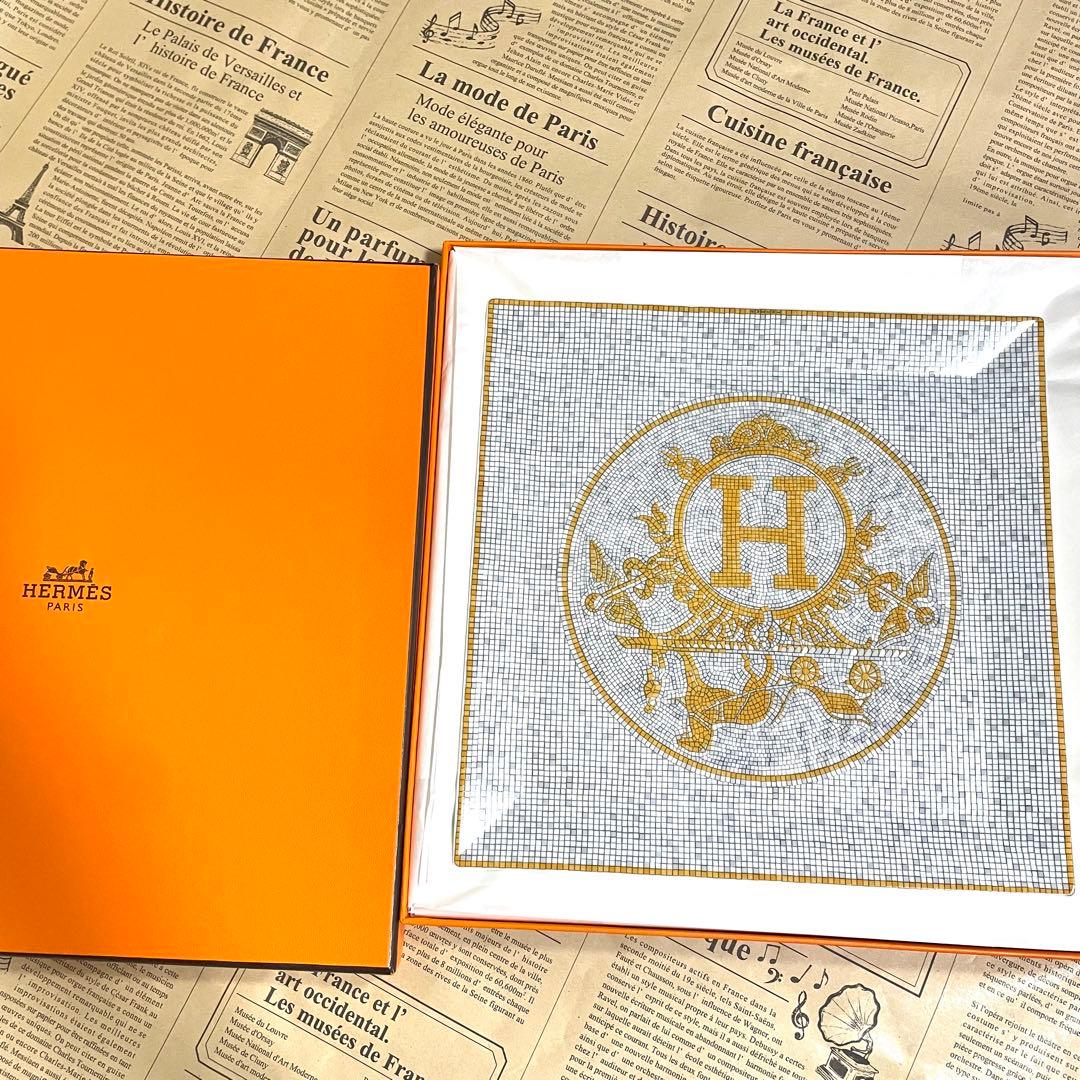 エルメス モザイク ゴールド 角皿 スクエア プレート 23cm