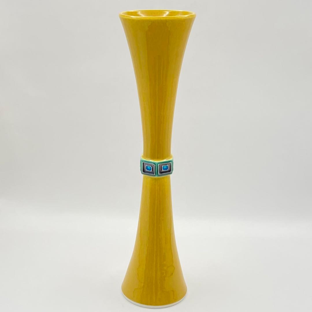 尊式花入 古代黄交趾　中村翠嵐　共箱入　茶道具　華道具　花器　京焼　伝統工芸品