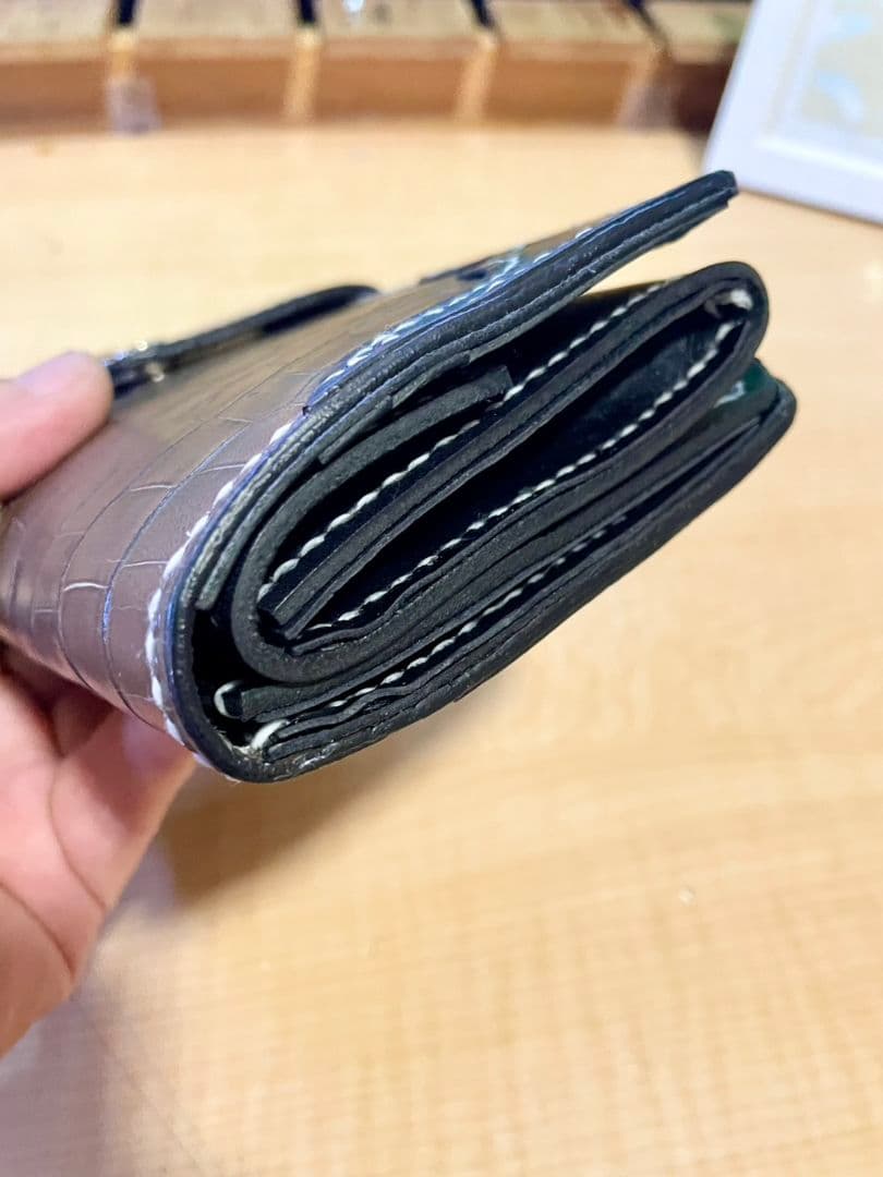 長財財布☆牛本皮・クロコ調★【新品】★