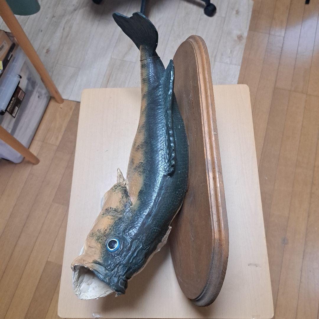 ㊼ブラックバス 壁掛け レプリカ 釣り 石膏 ラージマウス