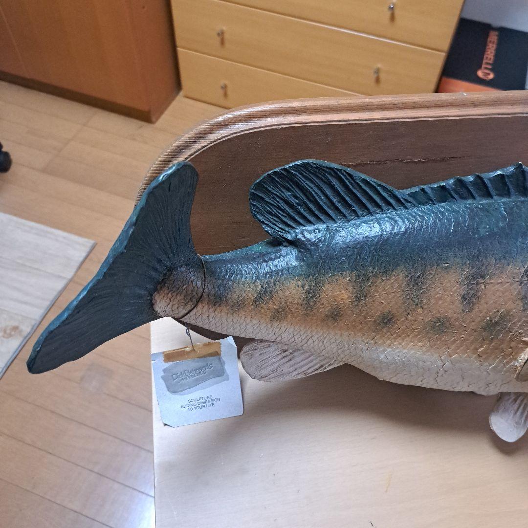 ㊼ブラックバス 壁掛け レプリカ 釣り 石膏 ラージマウス