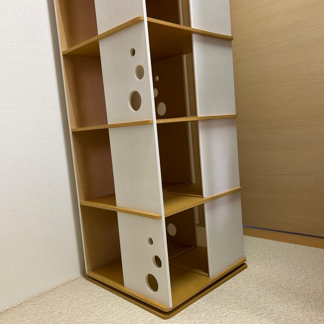 回転式　本棚　小物入れ　飾り棚　オープンシェルフ ホワイト　ナチュラル