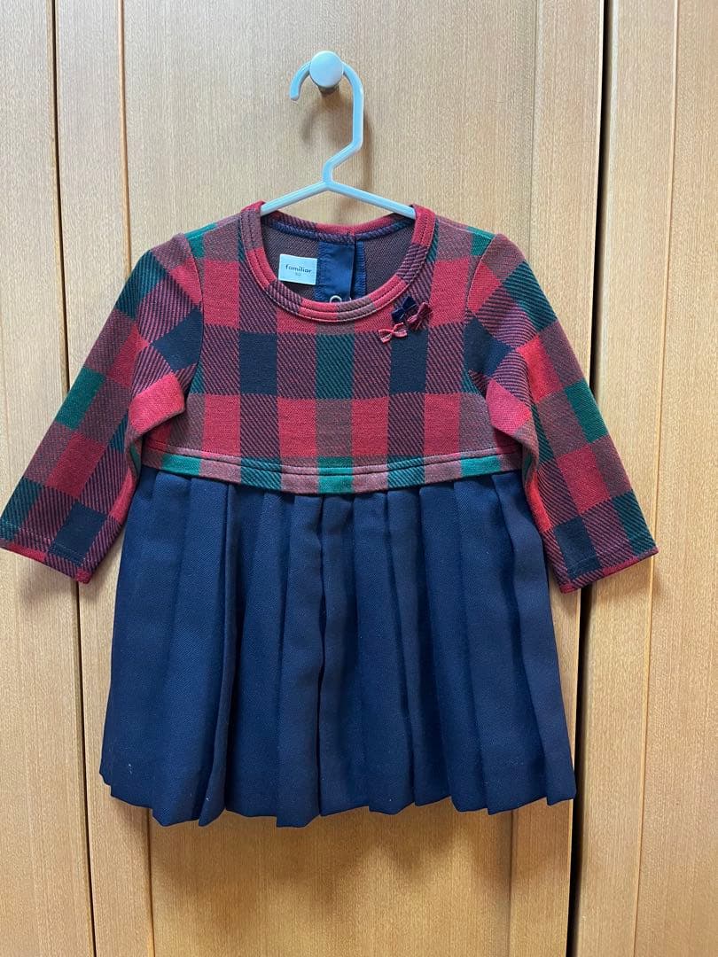 familiar チェック柄 ワンピース 80