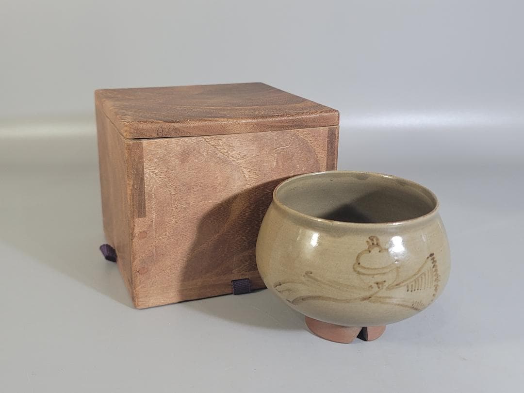 茶道具 虫明焼 むしあけ 鈴紋 茶碗 古美術 DT168