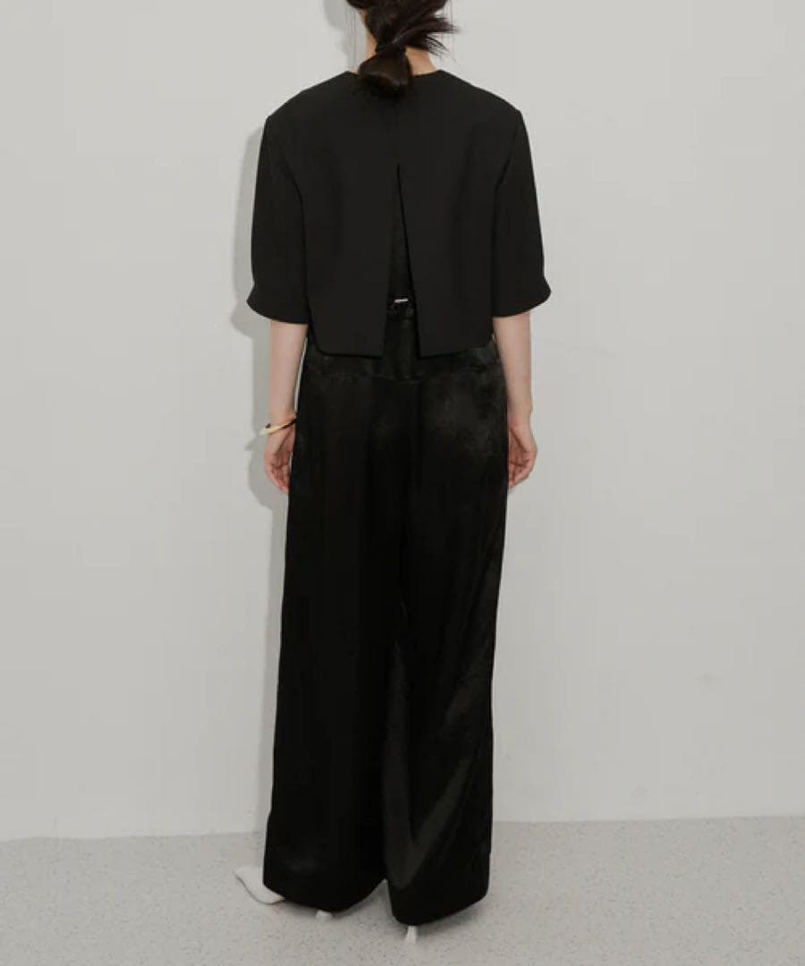 訳あり 新品 アダムエロペ 【サステナブル】 ジャケットコンビロンパース S 黒