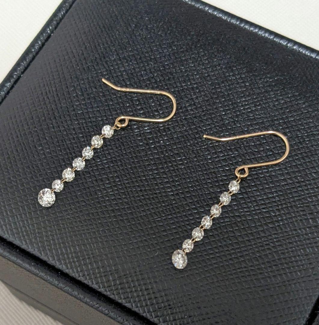 K18PG レーザーホール ダイヤモンドピアス 0.74ct