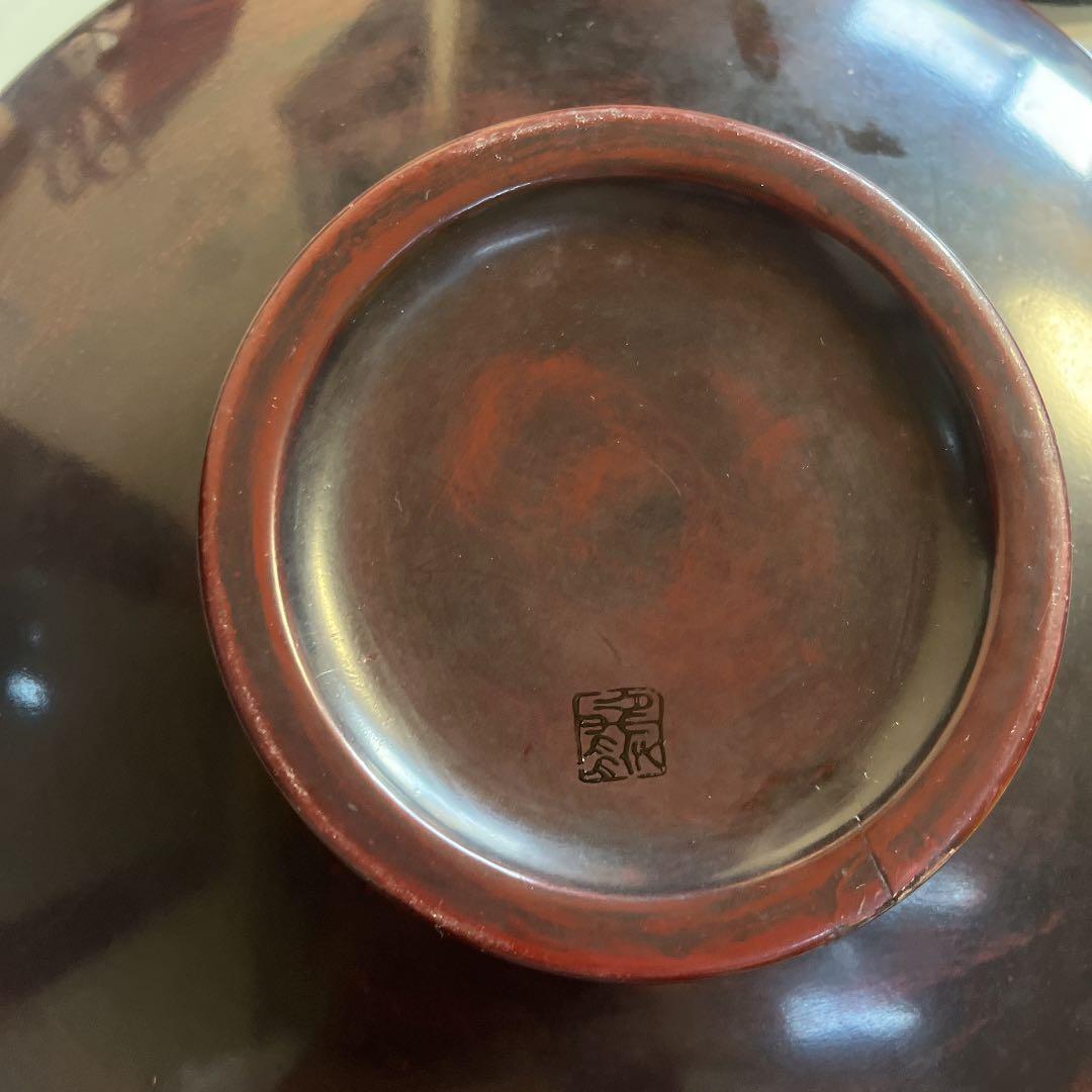 鎌倉彫菓子盆(台付工芸品)レア　作者銘