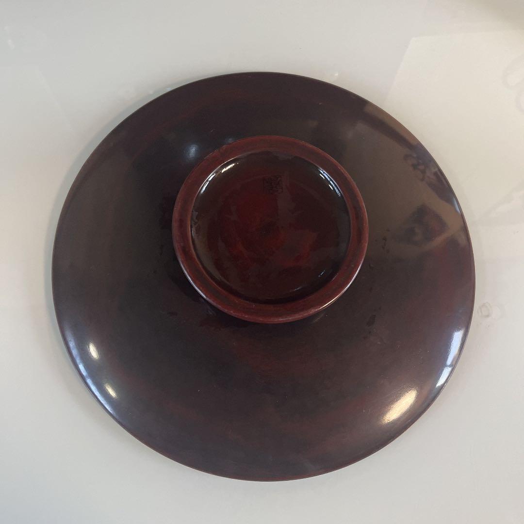 鎌倉彫菓子盆(台付工芸品)レア　作者銘