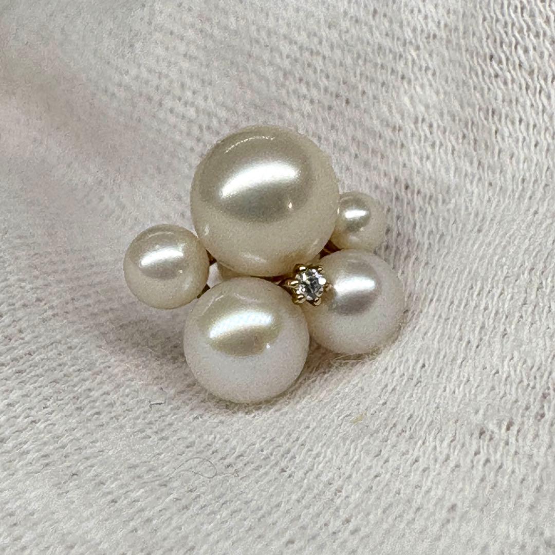 【K18 K10YG ダイヤ】ポンテヴェキオ フレッシュウォーターパールピアス