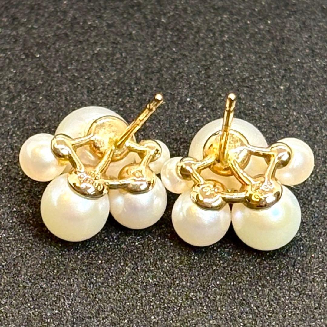 【K18 K10YG ダイヤ】ポンテヴェキオ フレッシュウォーターパールピアス