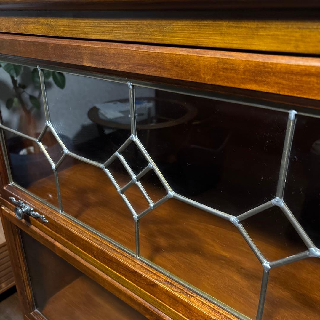 【良品】アンティーク ガラス棚 ブックケース フラップ式扉