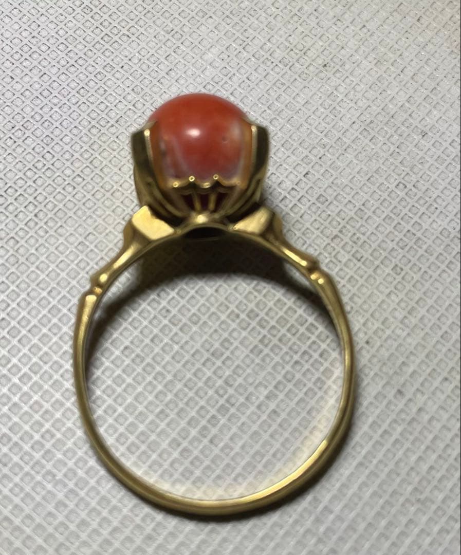 K18 指輪 赤珊瑚