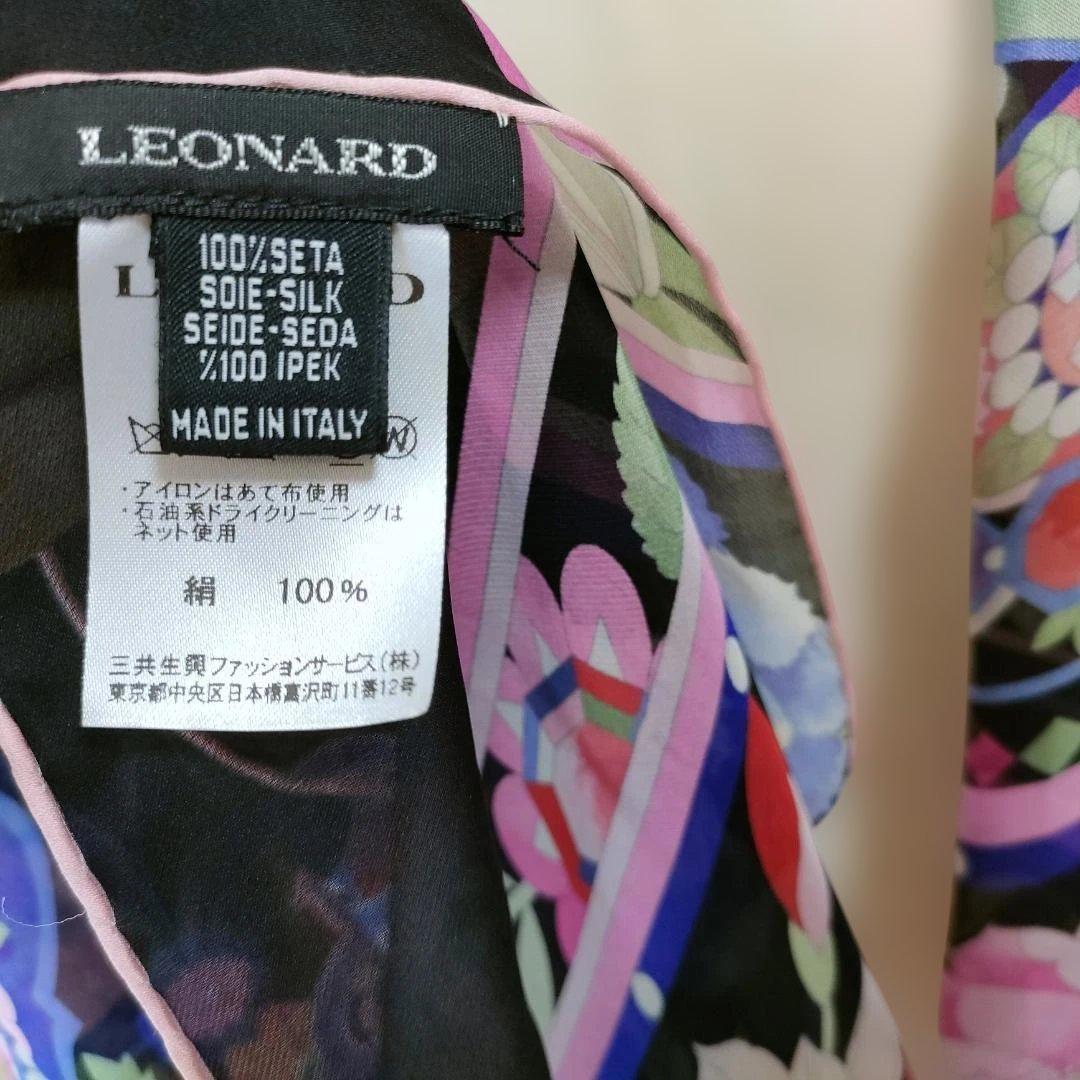 ピンク と 黒　華やかな花柄　美品 レオナール ストール スカーフ