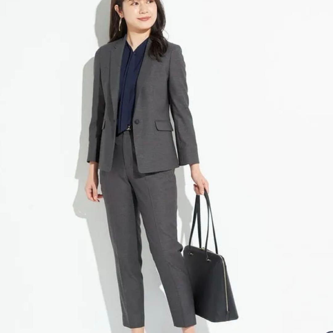 【限定値下げ】AOKI 麻調グレー スーツ上下セット15号