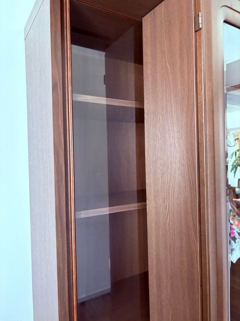 美品　木製ブラウン　スライド本棚 ガラス扉付き　日本製