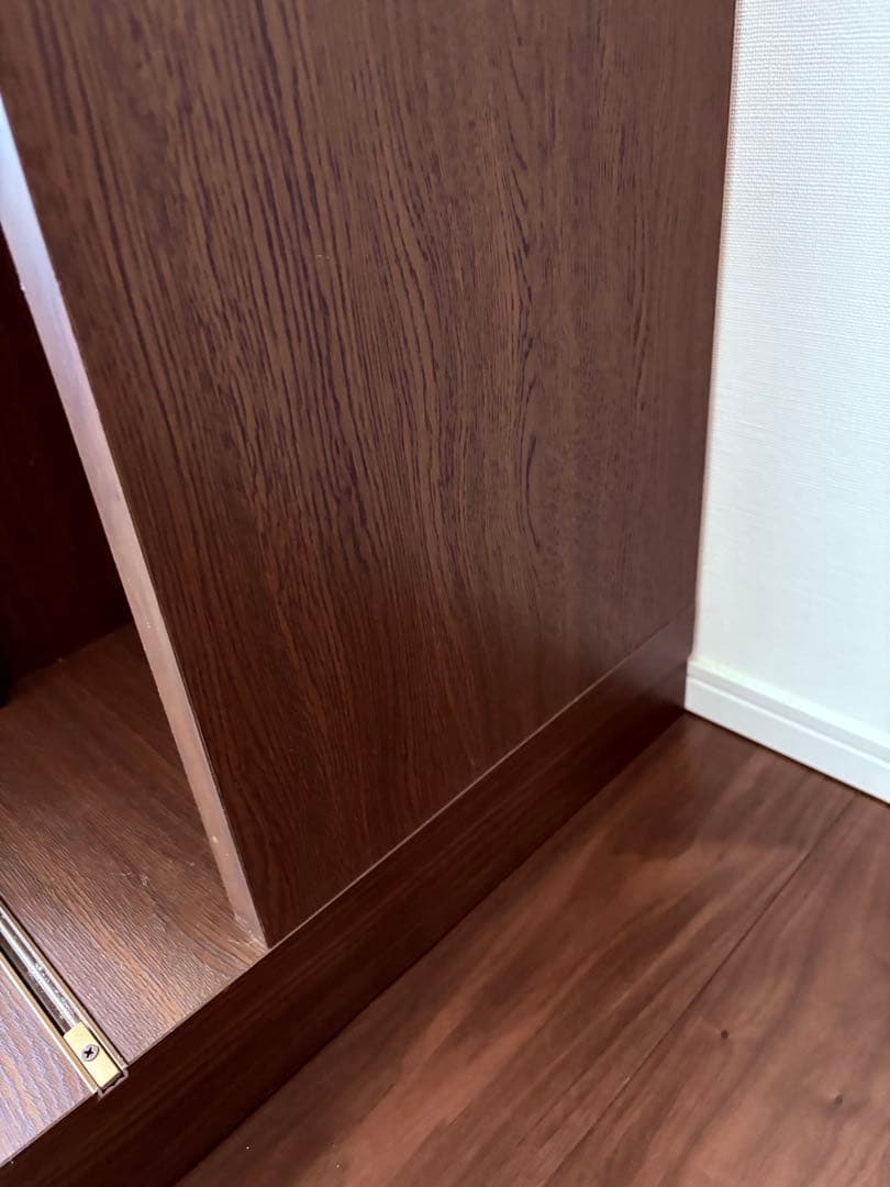 美品　木製ブラウン　スライド本棚 ガラス扉付き　日本製