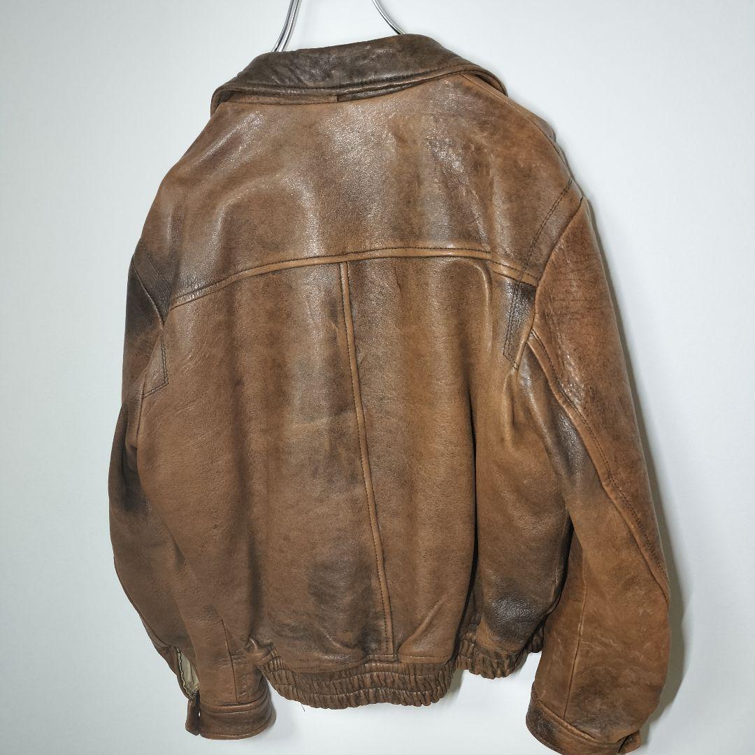 Houston ヒューストン ヴィンテージ フェード ラムレザー ジャケット L