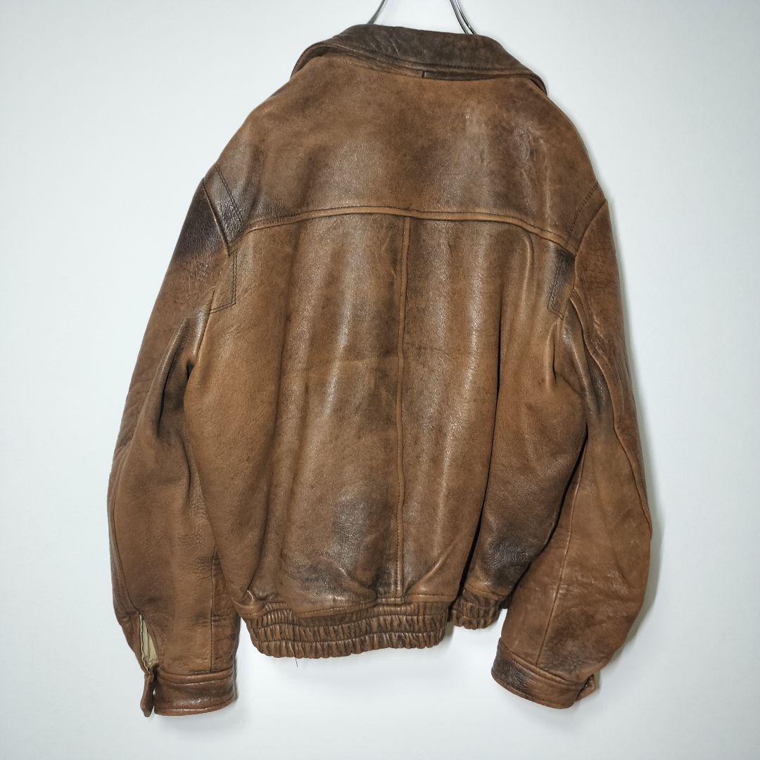 Houston ヒューストン ヴィンテージ フェード ラムレザー ジャケット L