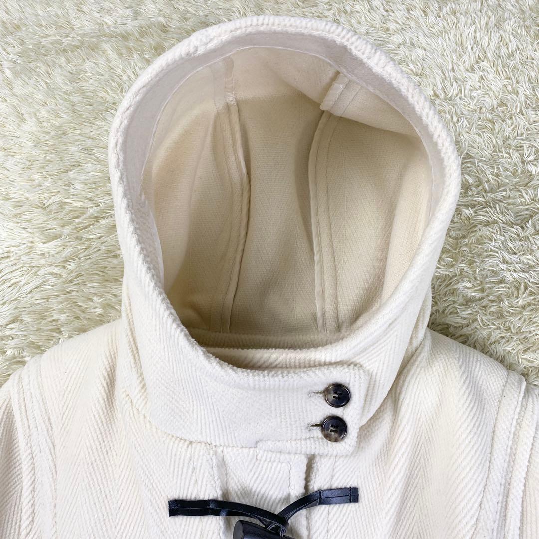 23区 ロングダッフルコート ヘリンボーン フード 大きサイズ 48 ホワイト