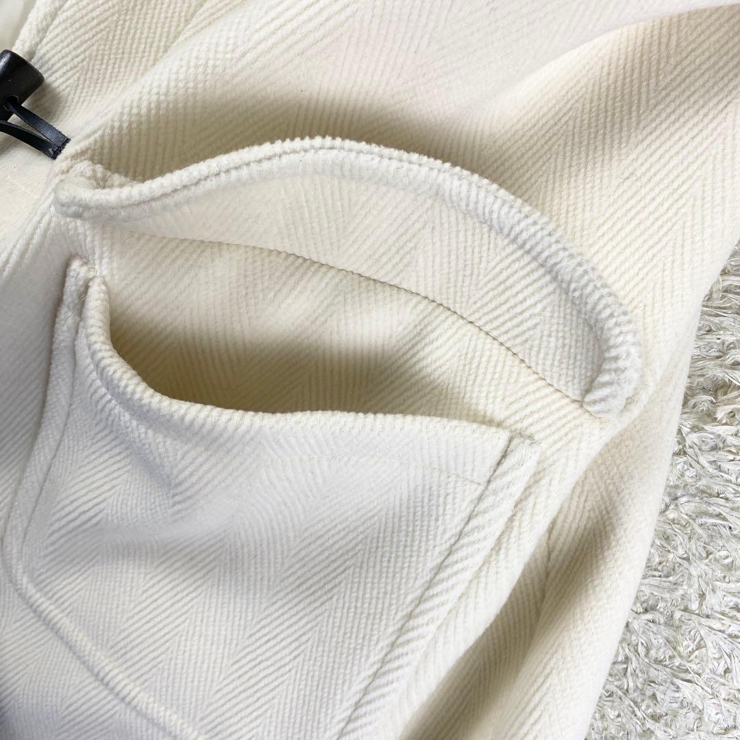 23区 ロングダッフルコート ヘリンボーン フード 大きサイズ 48 ホワイト